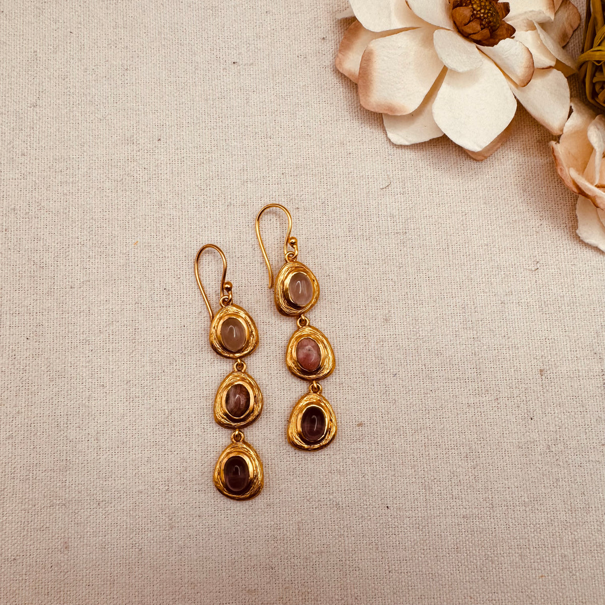 Gold Plated Alma Stone Earrings