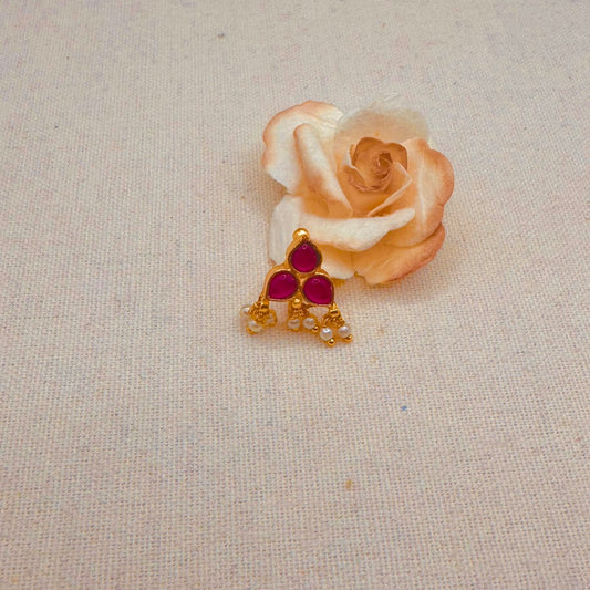 Red Kundan Nose Ring