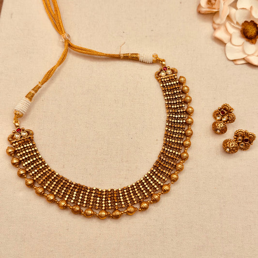 Antique patti set with ball drops