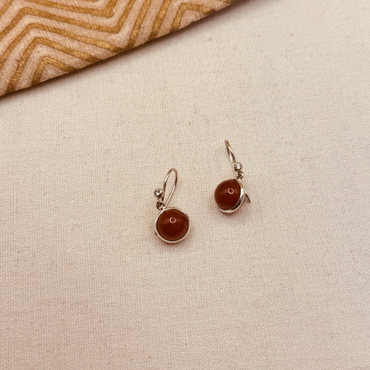 Orange Round Bead Earrings