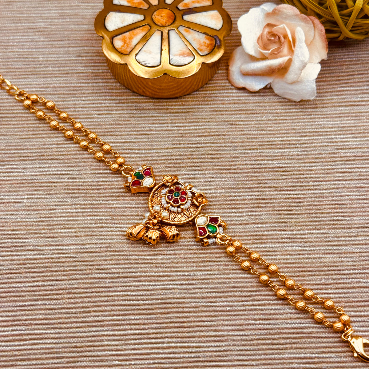 Multi kundan ghughri bracelet