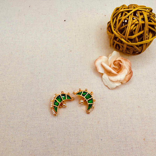 Green kundan Chand Ear Cuffs