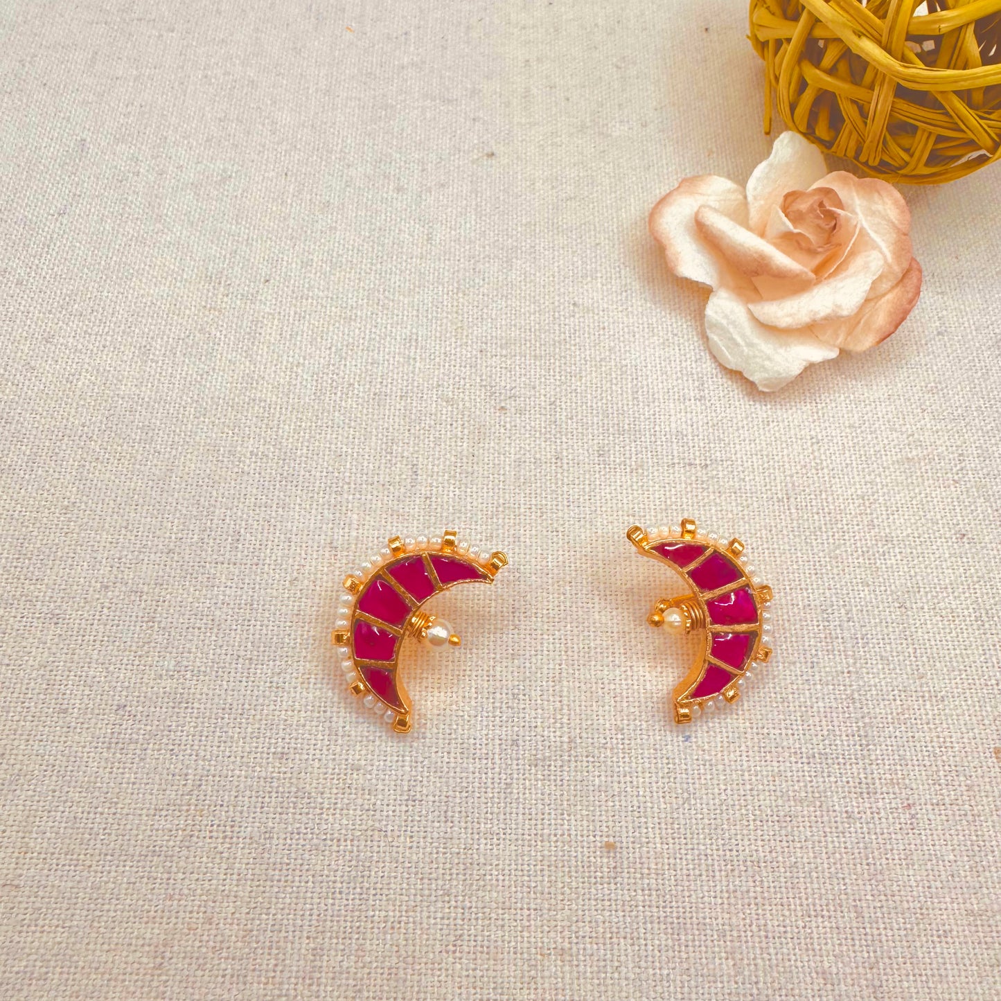 Red kundan Chand Ear Cuffs