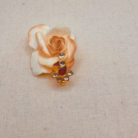 Red & White Peacock Nose Ring