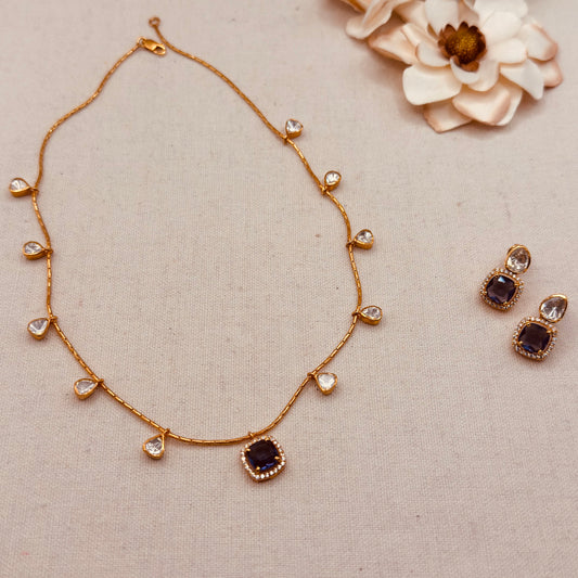 Moissanite Polki and Amethyst set