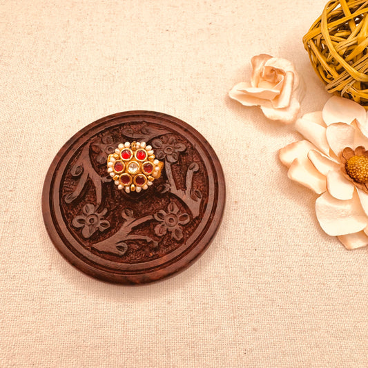Multi kundan flower ring